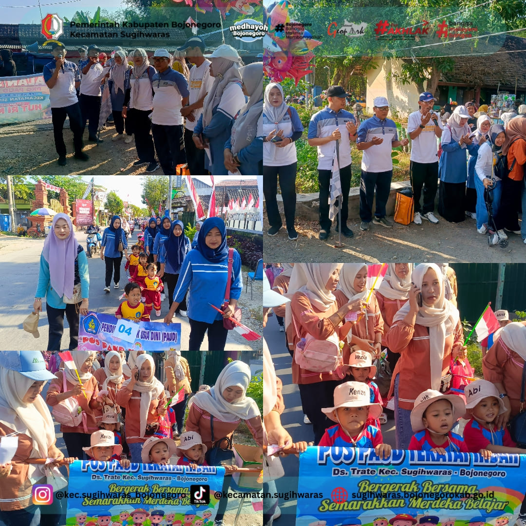 Sugihwaras Meriah, Ratusan Anak TK dan PAUD Ikuti Jalan Santai HUT RI ke-81