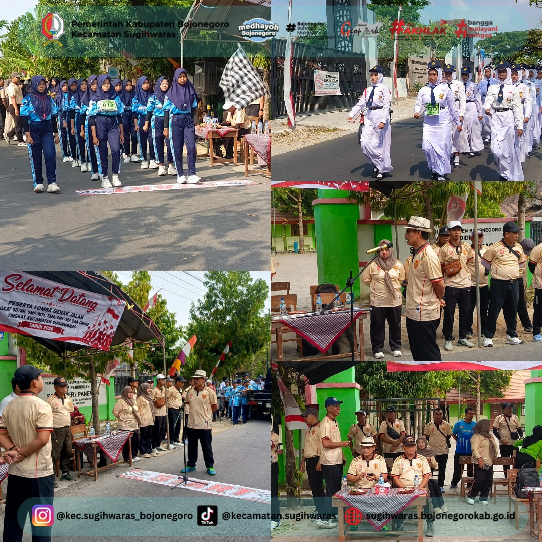 Tampil Gagah, Ratusan Siswa SMP/MTs Sugihwaras Ikuti Lomba Gerak Jalan HUT RI