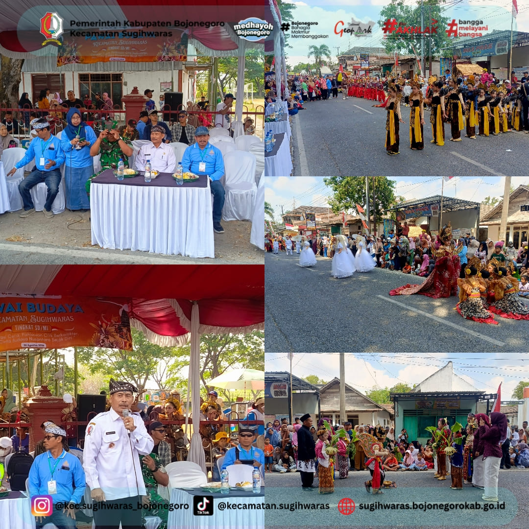 Camat Sugihwaras Buka Pawai Budaya Tingkat SD/MI se-Kecamatan