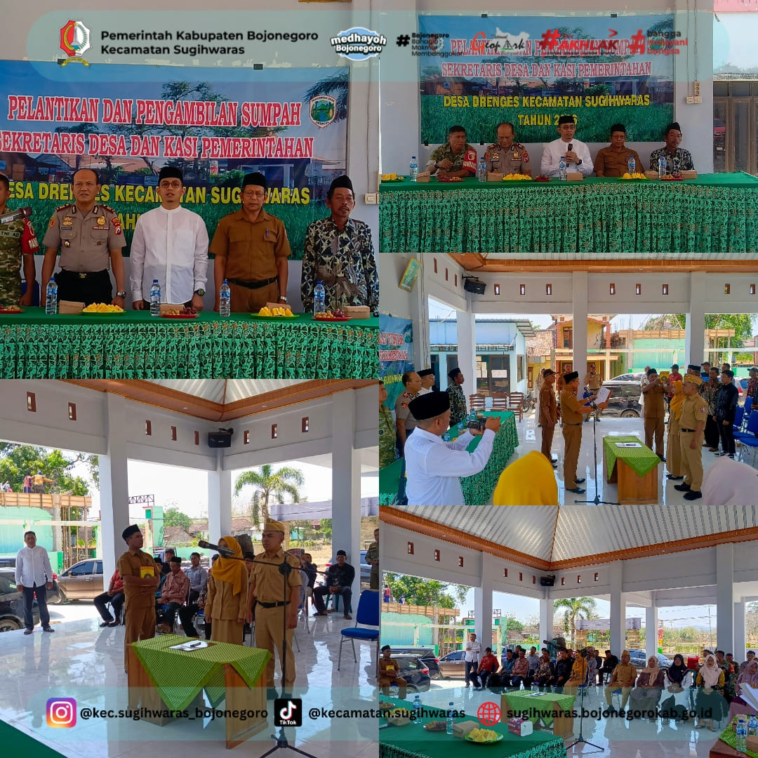 Pelantikan Sekdes dan Kasi Pemerintahan Desa Drenges Digelar Secara Khidmat