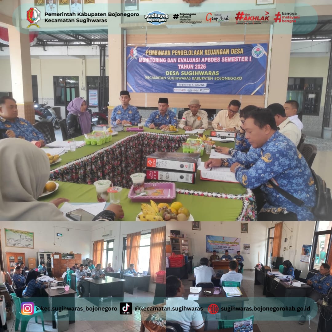 Monev APBDes Semester 1 2026 Desa Sugihwaras dan Siwalan: Camat Tekankan Transparansi